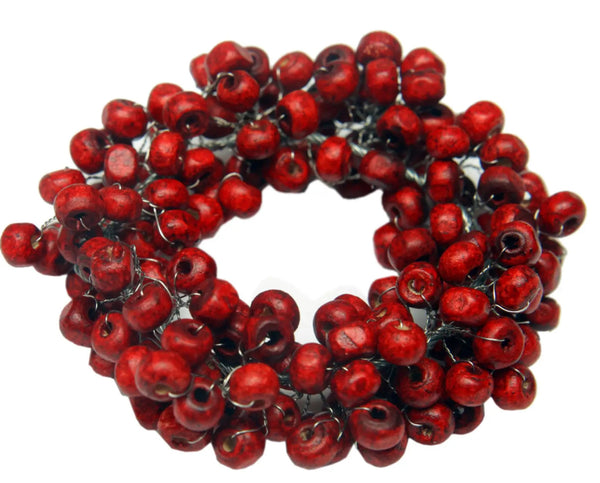 MINI WOOD BEAD BERRY WREATH