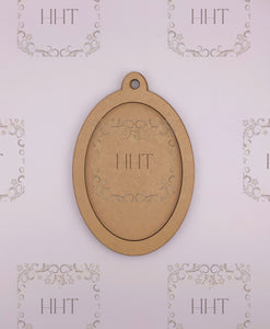 MDF Ornament w/Oval Overlay Frame, 2 Peices