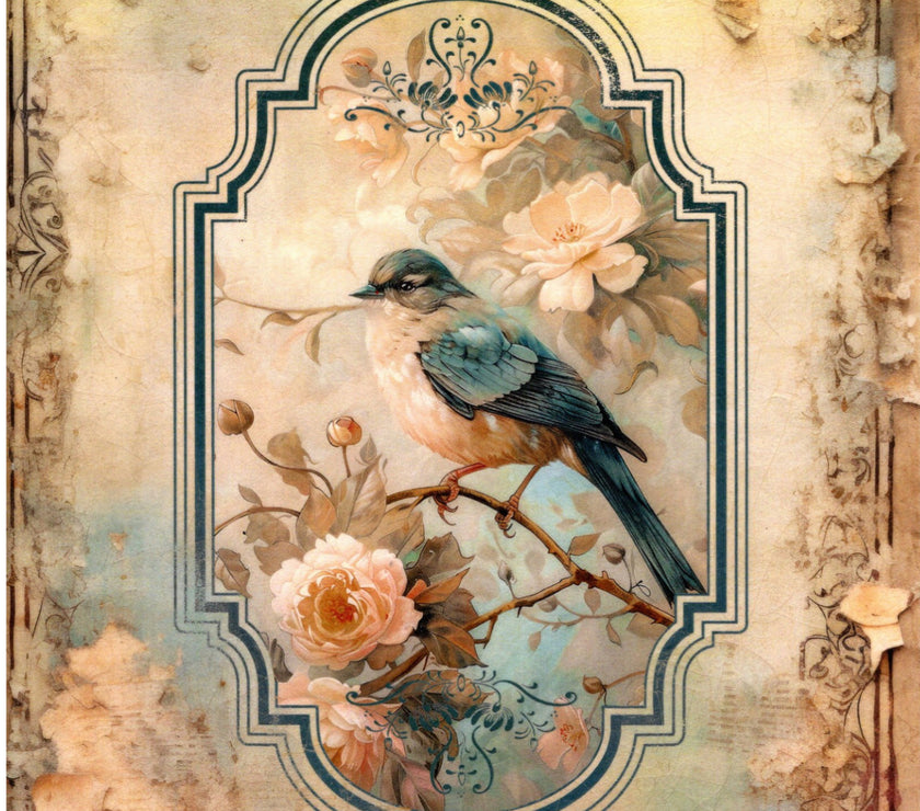 Vintage Birds Rice Paper Kit