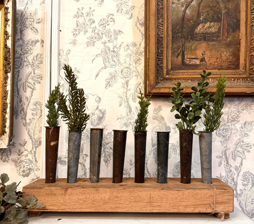 Floral Centerpiece wood and tin