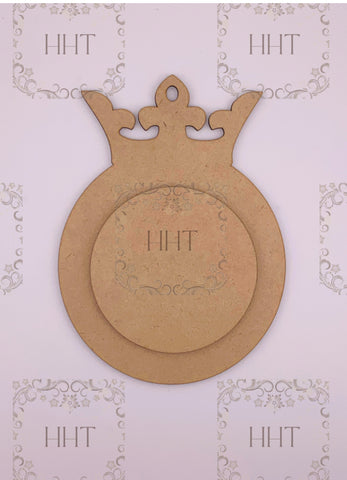 MDF Crown Ornament with Center Overlay, 2 pieces