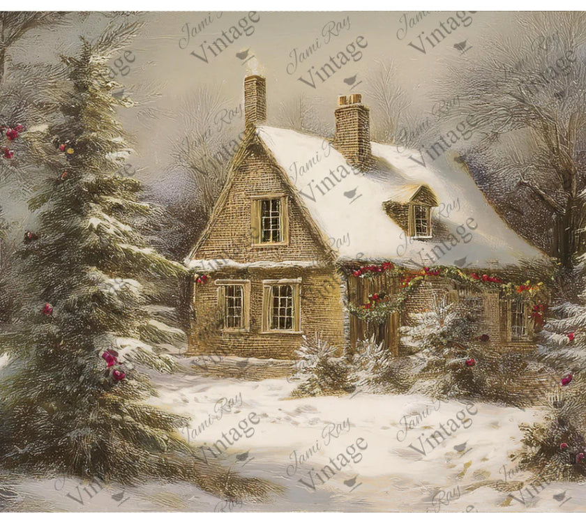 Winter Cottage JRV Large Rice paper