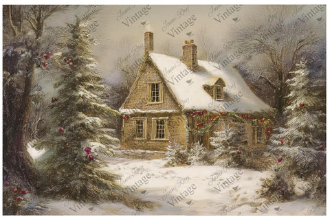 Winter Cottage JRV Large Rice Paper