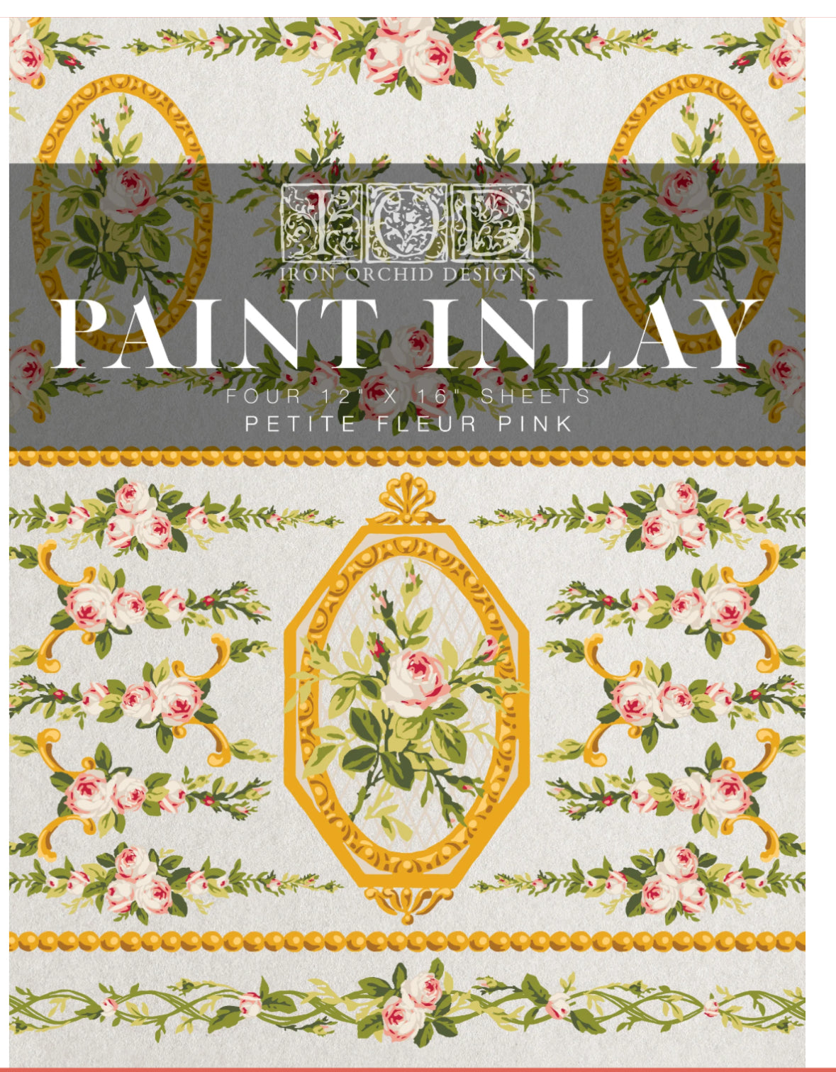 Petite Fleur Pink IOD Paint Inlay