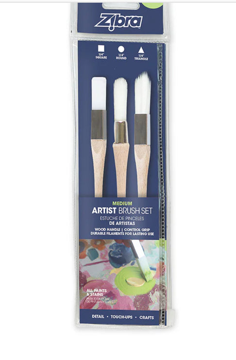 Zibra Medium Artist Brushes set of 3