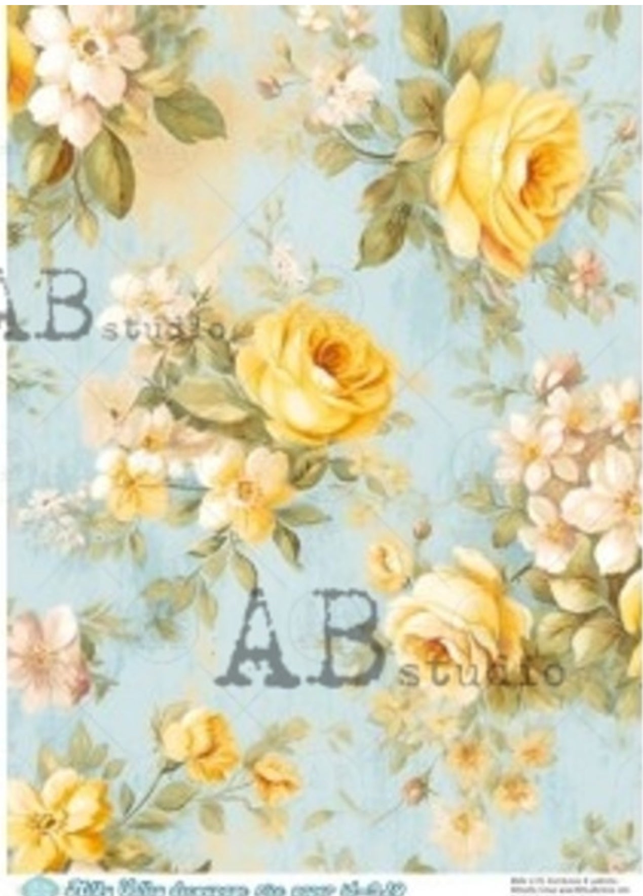 Yellow and Baby Blue Roses A4 MV319