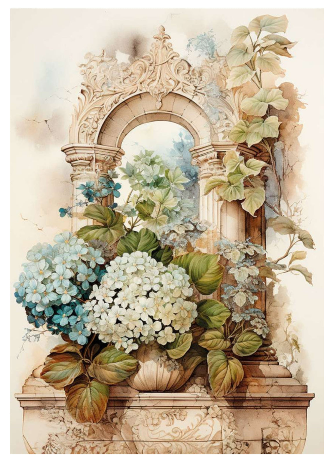 Nostalgia 2 Hydrangea Entryway, rice paper design by LaBlanche, nan, for decoupage and crafting
