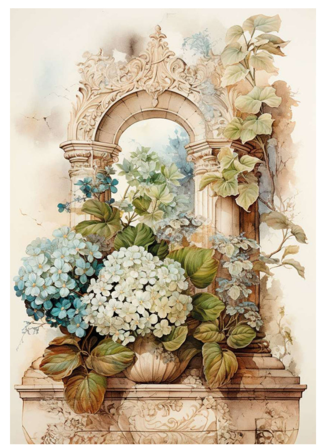 Nostalgia 2 Hydrangea Entryway, rice paper design by LaBlanche, nan, for decoupage and crafting
