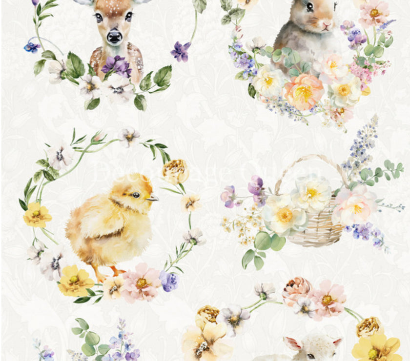 Spring Animals, rice paper design by Decoupage queen, arts & entertainment > hobbies & creative arts > arts & crafts > art & crafting materials > art & craft paper > cardstock & scrapbooking paper > scrapbooking paper, for decoupage and crafting