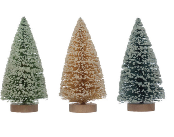 2" Round x 4"H Sisal Bottle Brush Trees in Bag, Multi Color, Set of 3