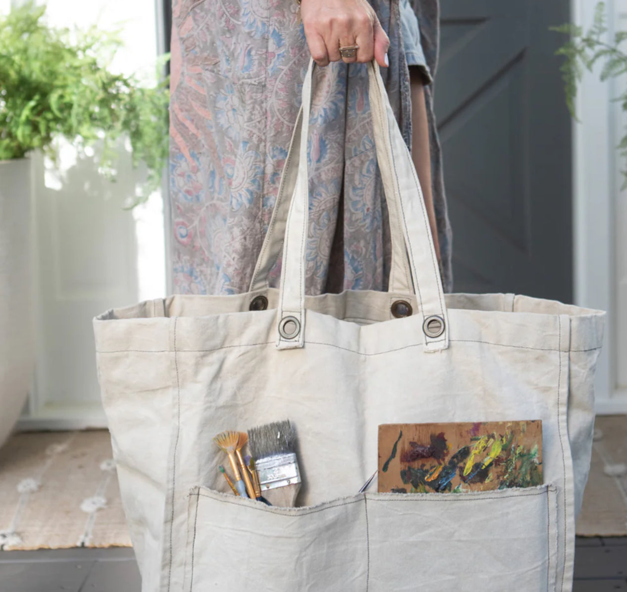 Distressed  Canvas Tote Bag