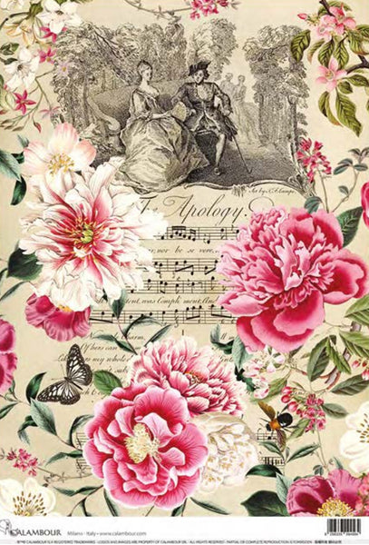 Floral Symphony The Mill - A4 Rice Decoupage Paper - Calambour Italy