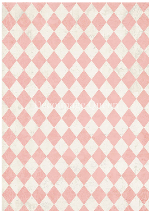 Pink and Ivory Harlequin, rice paper design by Decoupage queen, arts & entertainment > hobbies & creative arts > arts & crafts > art & crafting materials > art & craft paper > cardstock & scrapbooking paper > scrapbooking paper, for decoupage and crafting
