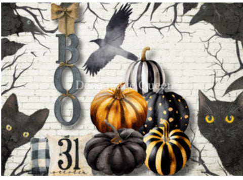 Decoupage Queen Black and White Pumpkins Rice Paper