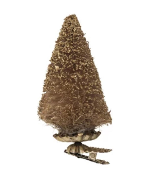 Sisal Bottle Brush Tree Clip-On Ornament w/ Glitter, 2 colors