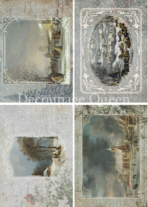 Winter Postcards 4 Pack, Decoupage Queen Dainty and the Queen