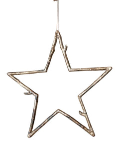 Metal Twig Star Ornament, Antique Gold Finish