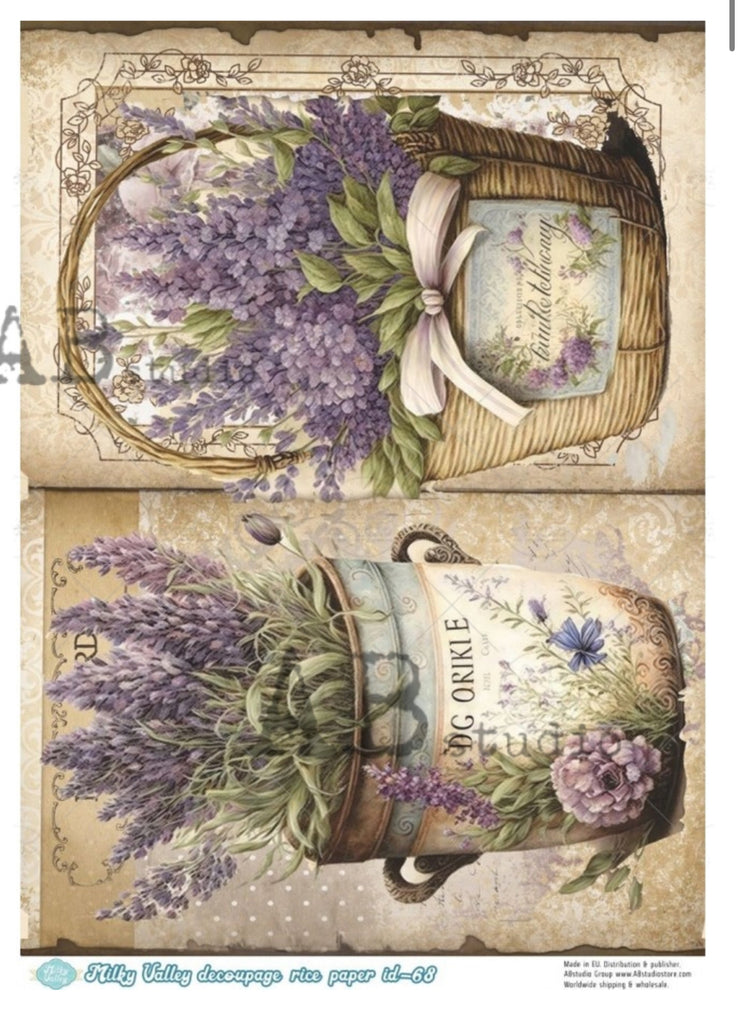 Vintage Pots of Fresh Lavender ABRP_MV68