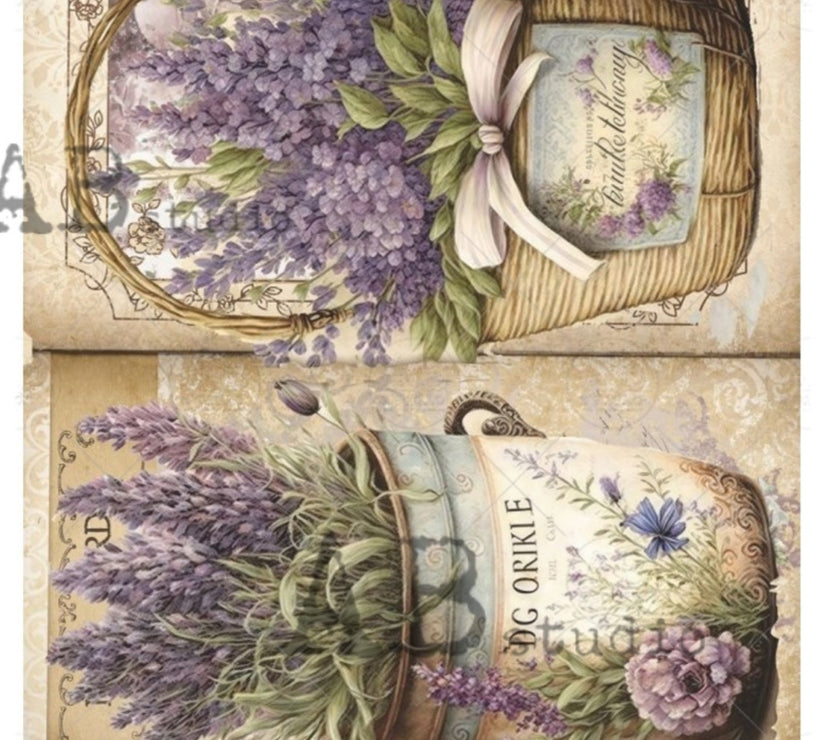 Vintage Pots of Fresh Lavender ABRP_MV68
