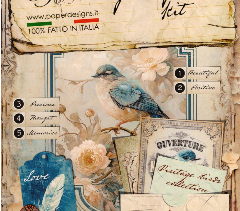 Vintage Birds Junk Journal Kit