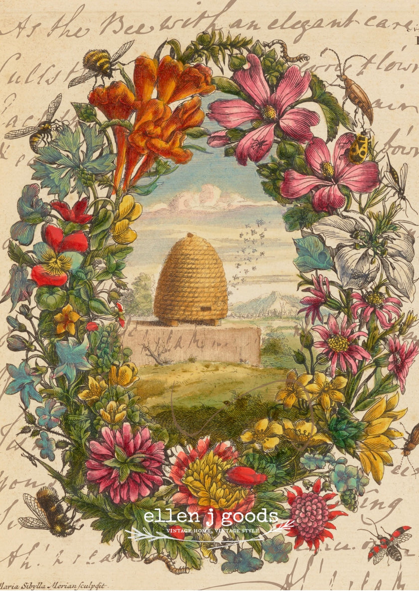 Letter to the Bees EJG-004, rice paper design by ellen j goods, arts & entertainment > hobbies & creative arts > arts & crafts, for decoupage and crafting