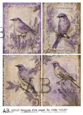 Four Pack Lavender Birds 4986