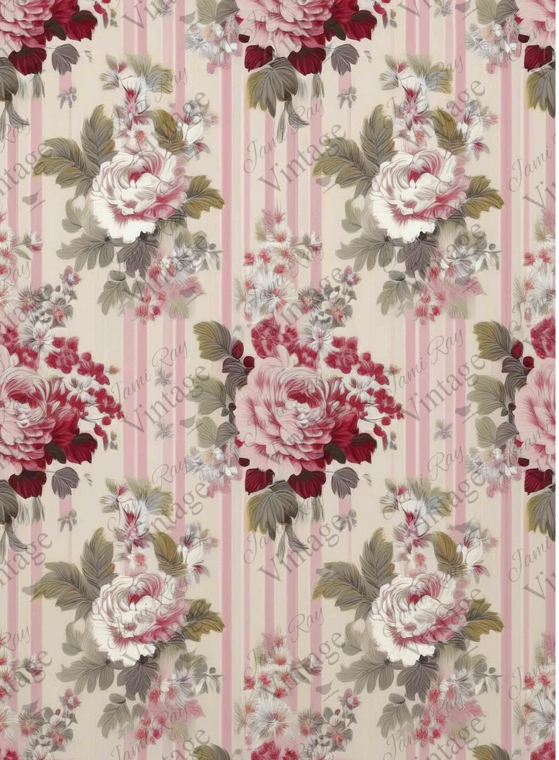 Pink Rose Wallpaper JRV Rice Paper A4