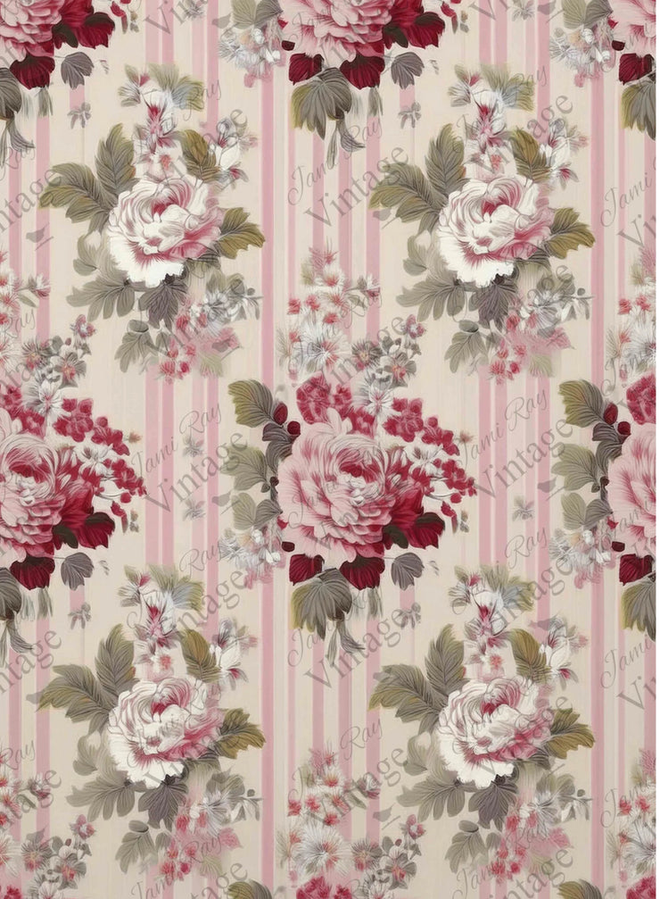 Pink Rose Wallpaper JRV Rice Paper A4