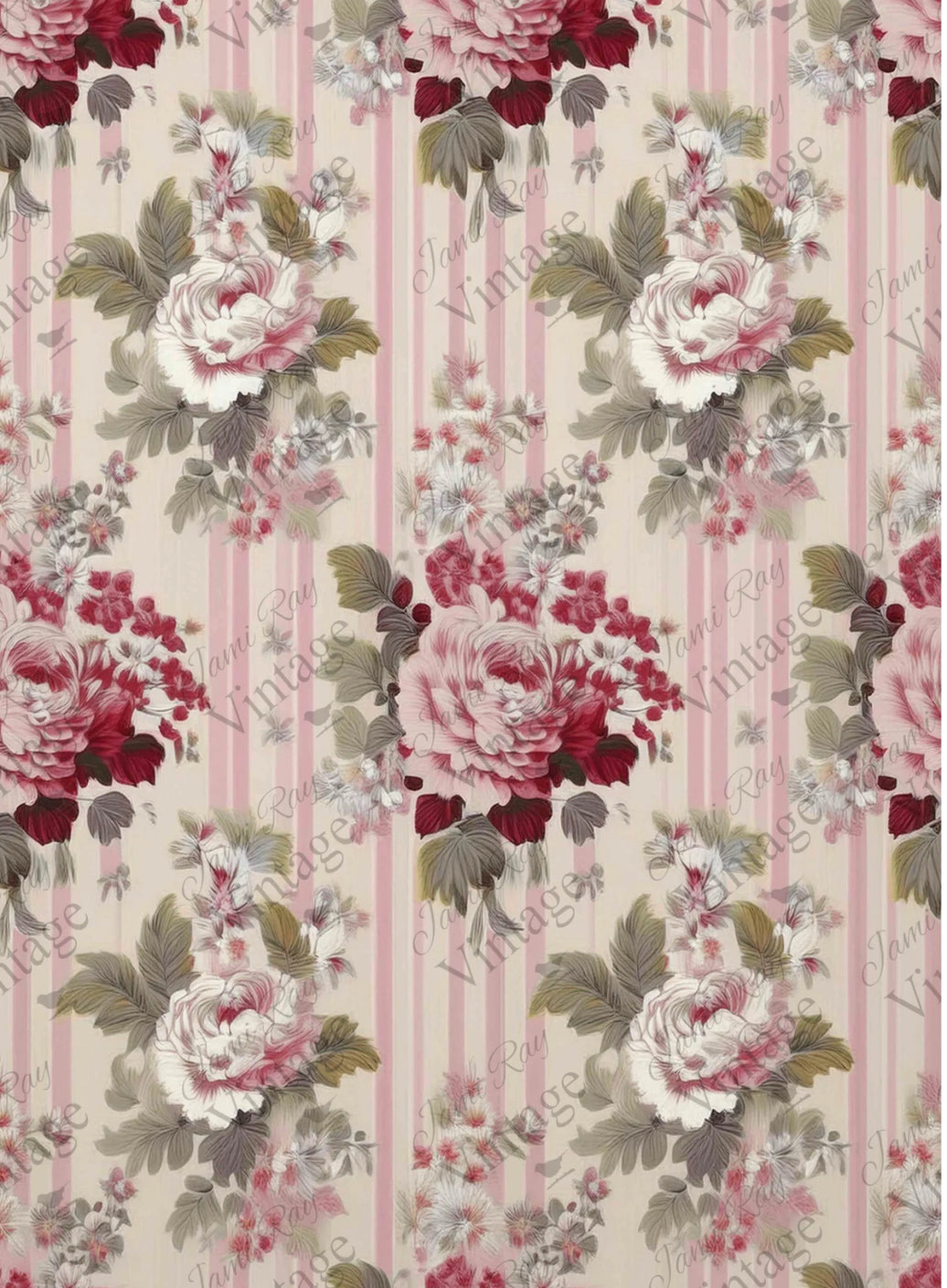 Pink Rose Wallpaper JRV Rice Paper A4