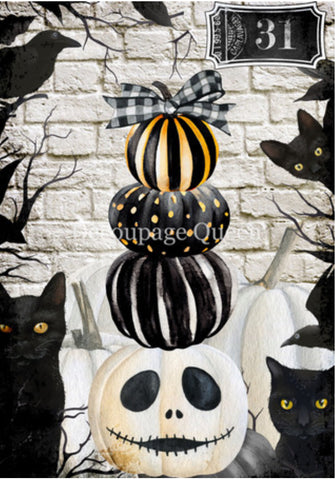 Decoupage Queen Tall Pumpkins Rice Paper