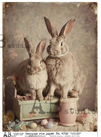 Bunny Family Vintage Style 4782