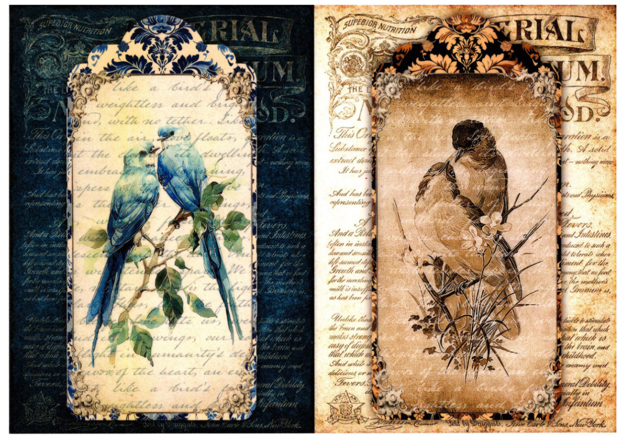 Vintage Birds Rice Paper Kit