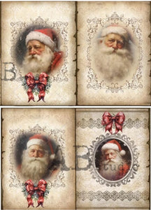 Four Santas on Antique Paper