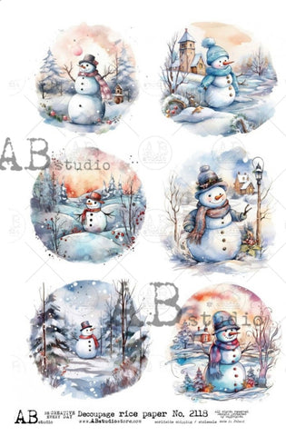 Colorful Watercolor Snowman Rounds