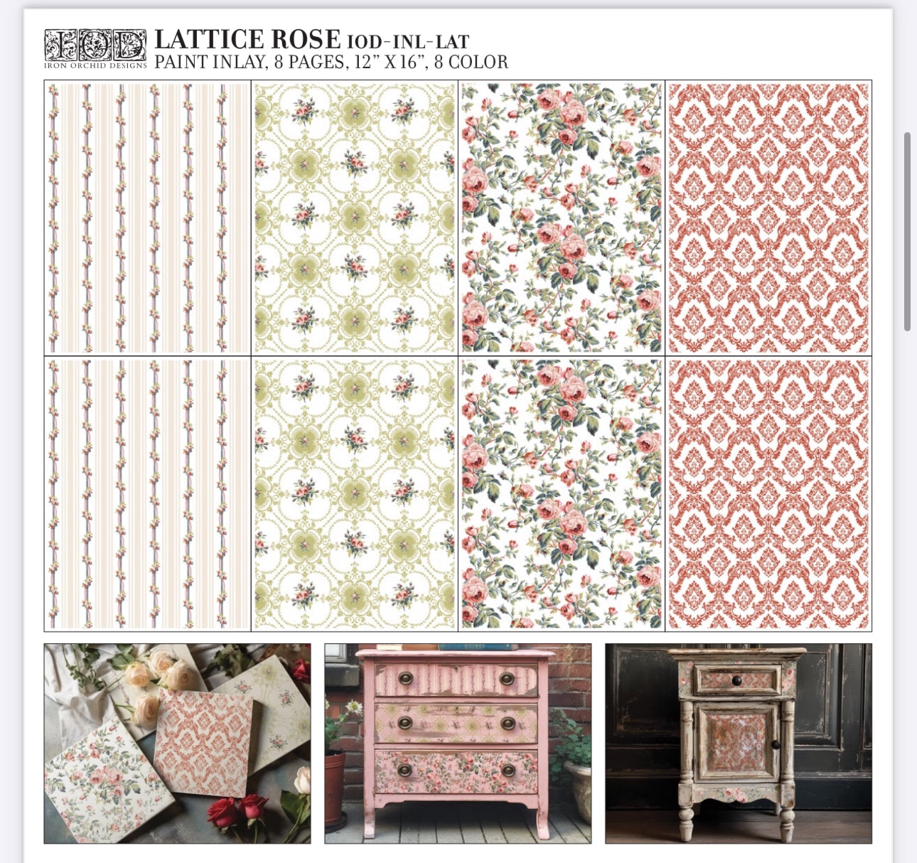 Lattice Rose  IOD Paint Inlay