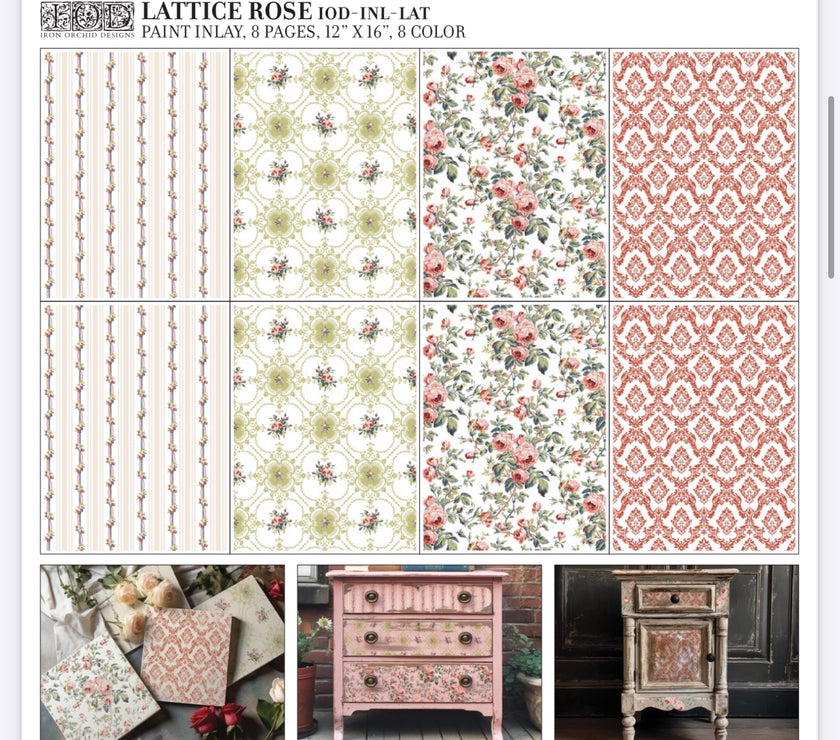 Lattice Rose  IOD Paint Inlay