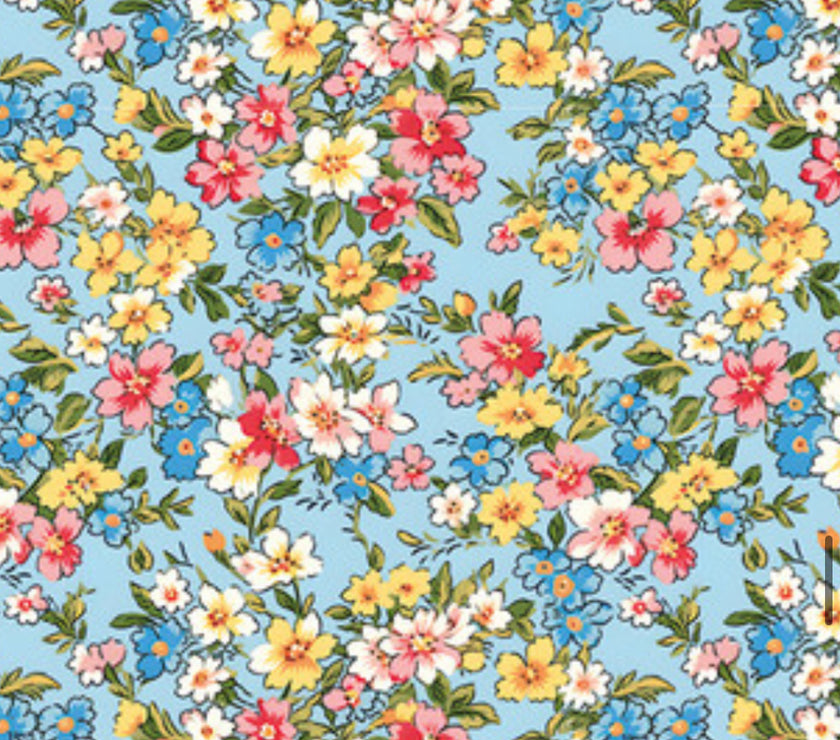 Spring Yellow Pink White and Blue Florals Pattern 2025TC362