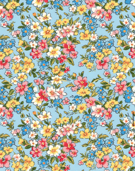 Spring Yellow Pink White and Blue Florals Pattern 2025TC362