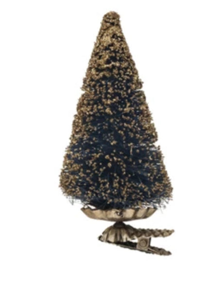 Sisal Bottle Brush Tree Clip-On Ornament w/ Glitter, 2 colors