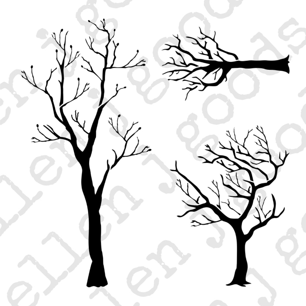 Bare Trees Stencil ellen j goods