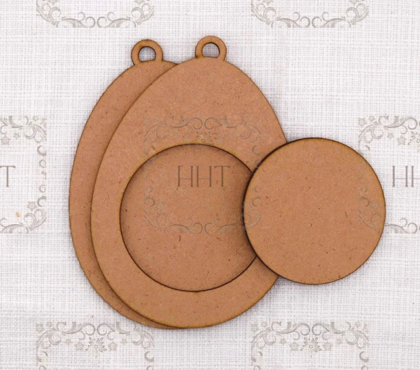 Holiday Traditions Egg Ornament Single Circle overlay Frame 3 Pc