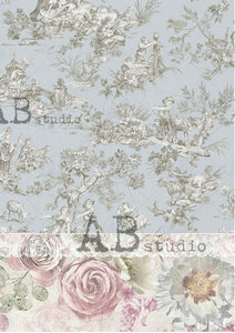 Light Blue Toile with Roses
