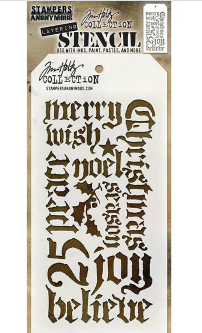 Tim Holtz Stencil Holiday Script