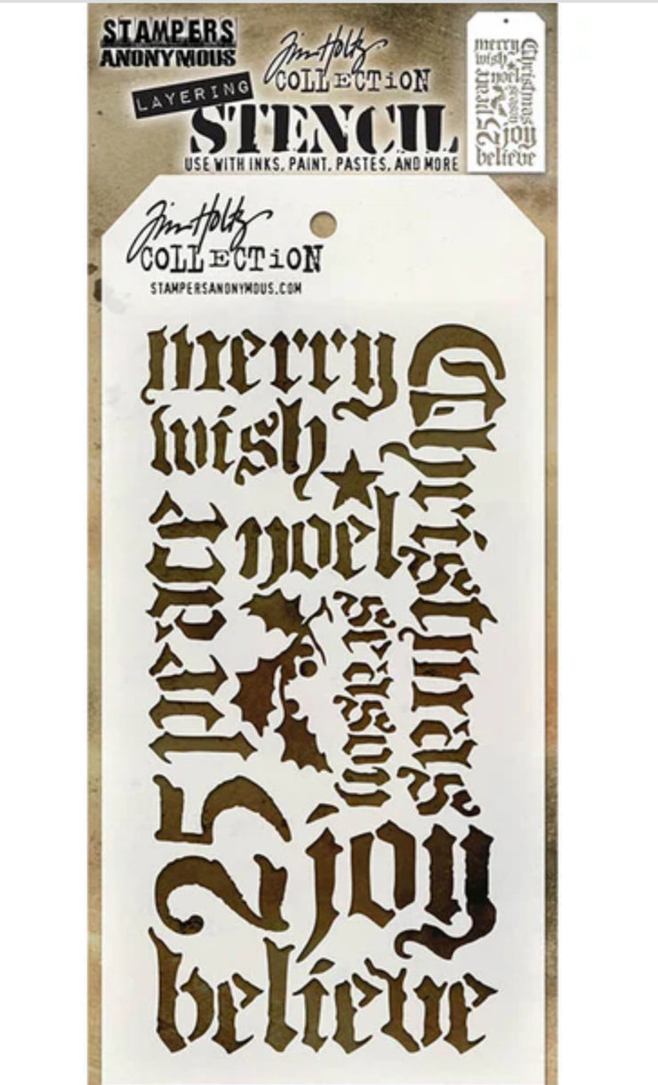 Tim Holtz Stencil Holiday Script