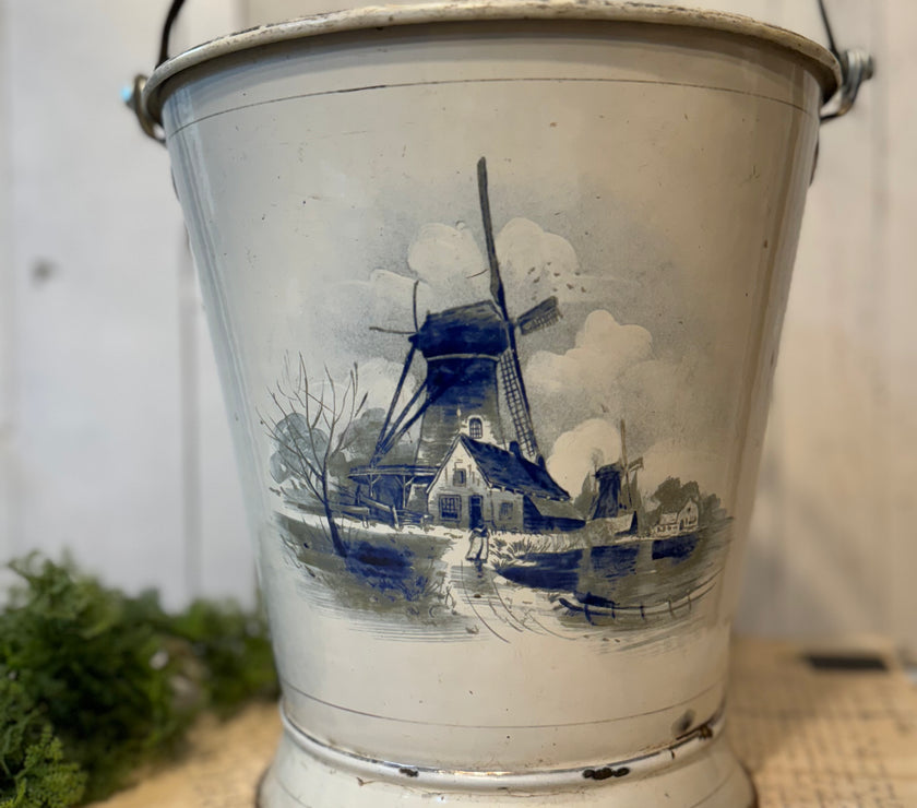 Vintage European Enamel Bucket