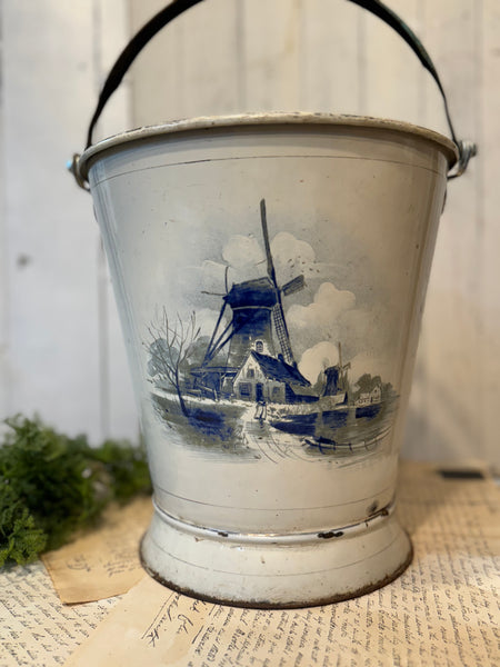 Vintage European Enamel Bucket