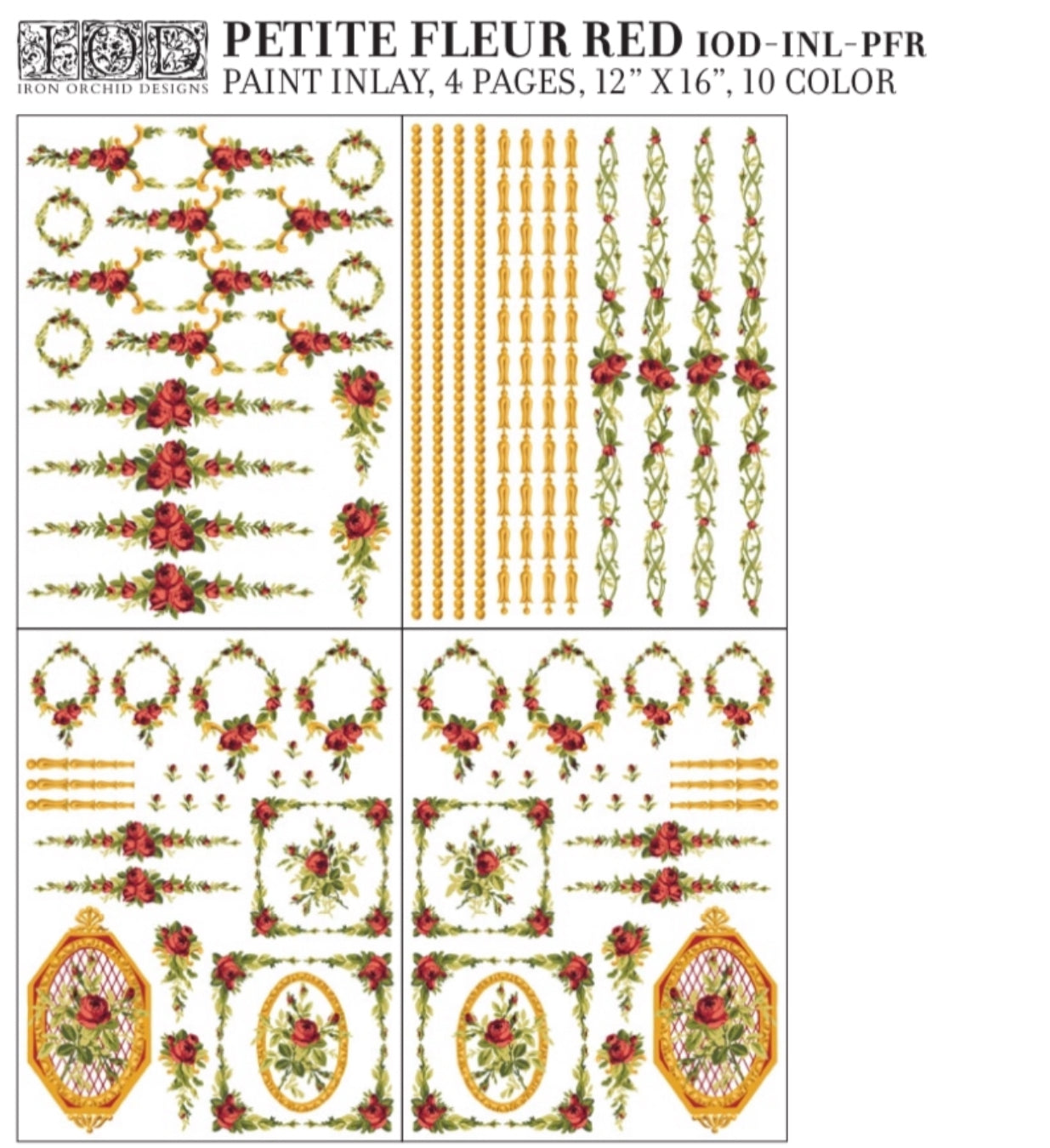 Petite Fleur Red IOD Paint Inlay