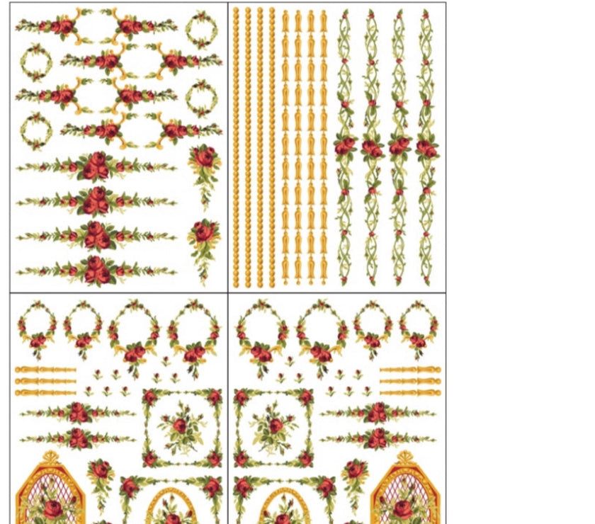 Petite Fleur Red IOD Paint Inlay