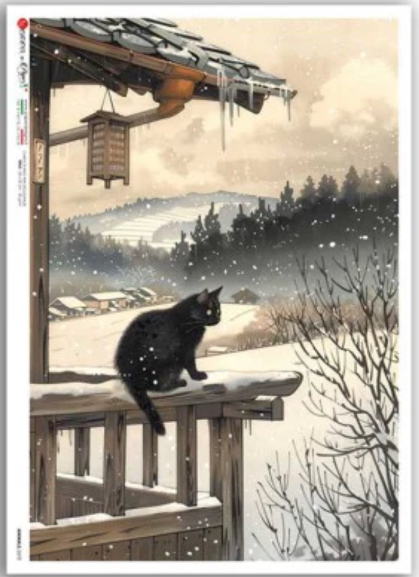 Cat on a Ledge in the Snow III