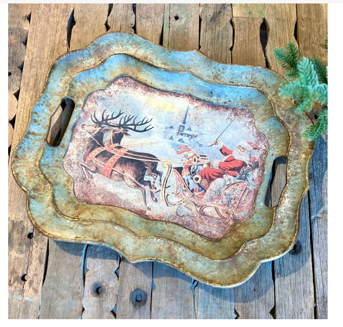 Santa in Sleigh Tray